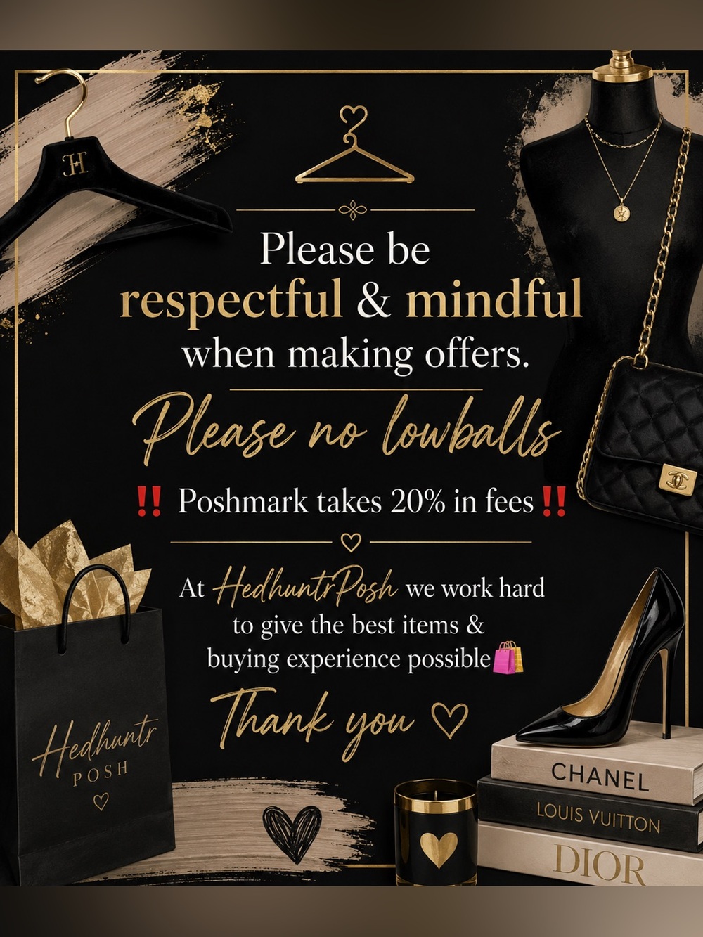 Please be mindful when making offers, Posh fees are 20%